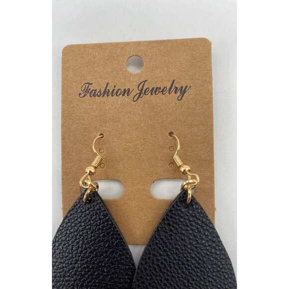 Women's Black Teardrop Statement Earrings Fashion Jewelry Hook Style Lightweight - Picture 3 of 5